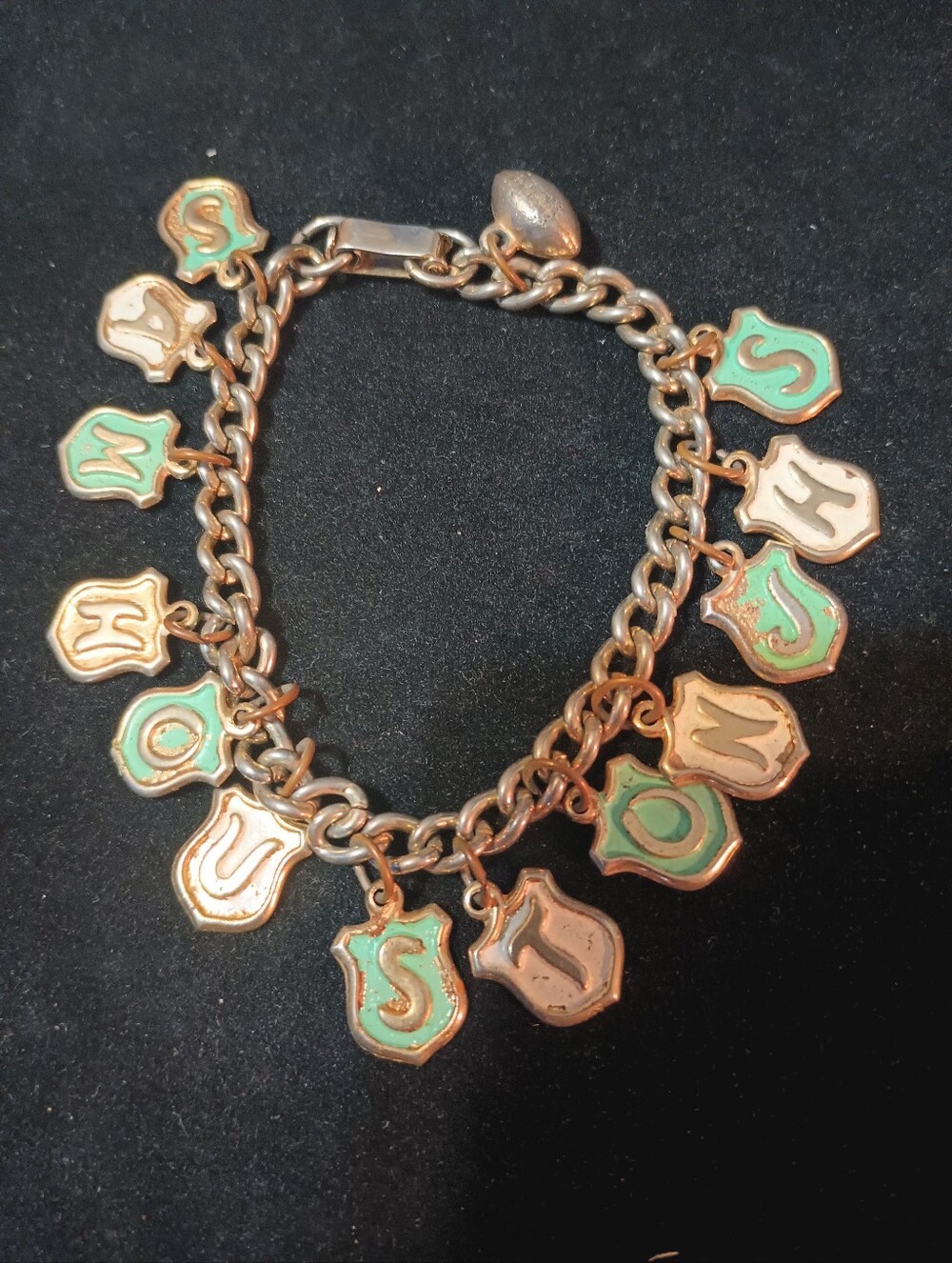 Vintage School Spirit Charm Bracelet. Sam Houston JHS